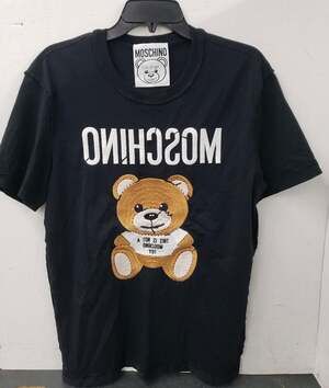 Moschino Couture! Mirrored Logo Teddy Bear Embroidered T-Shirt